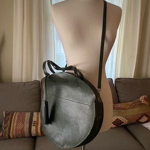 Anthropologie vegan leather dark green circle purse. Like new only used once